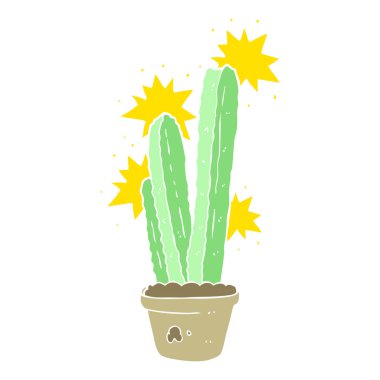 kaktüs düz renkli çizimi