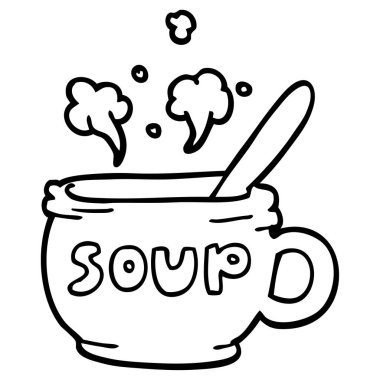 sıcak çorba çizim karikatür