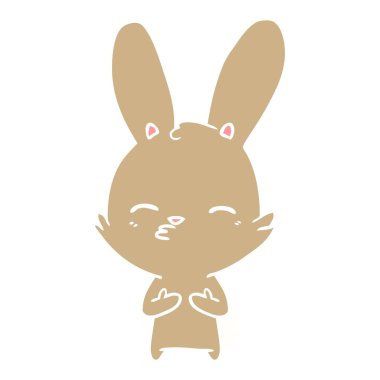 meraklı tavşan düz renk stil çizgi film