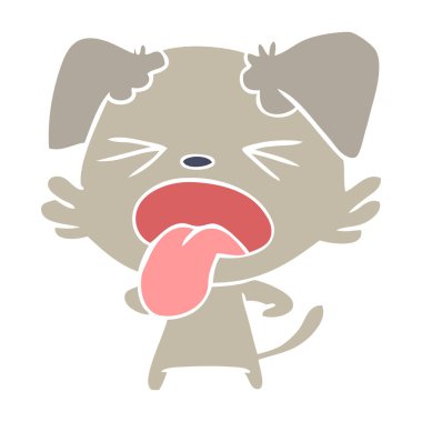 düz renk stil çizgi film köpek tiksinti