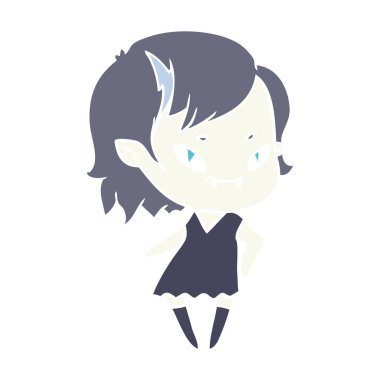 düz renk tarzı çizgi film serin vampir kız