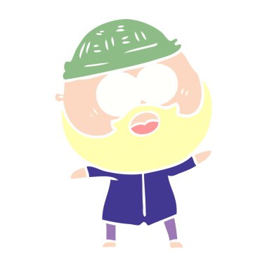 düz renk stil çizgi film sakallı adam şaşırttı