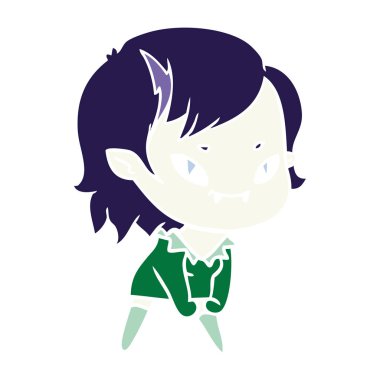 düz renk tarzı çizgi film dostu vampir kız