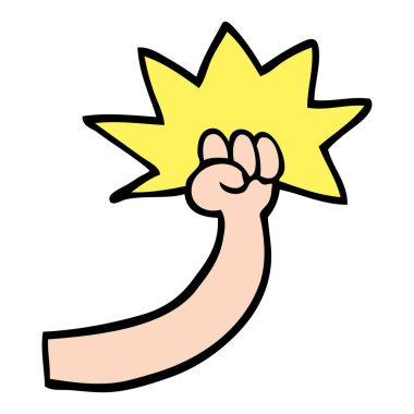 el kol yumruk çizilmiş doodle stil çizgi film