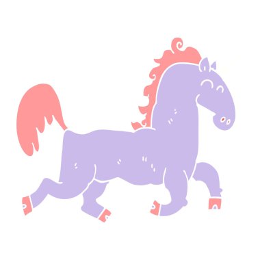 düz renk tarzı çizgi film tek boynuzlu at