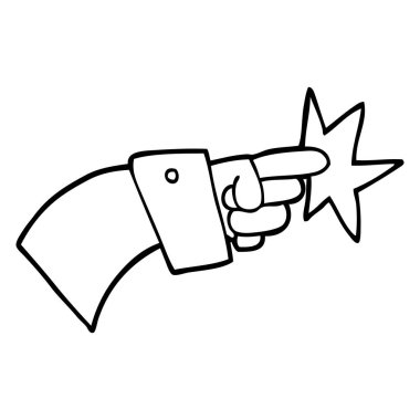 siyah ve beyaz çizgi film işaret eden el simgesi