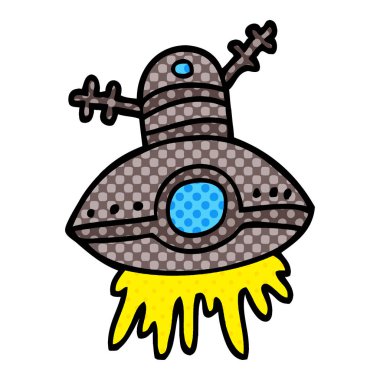 çizgi film doodle uzay gemisi