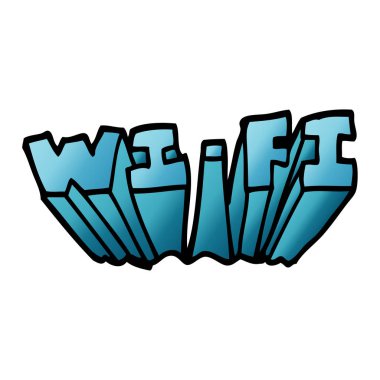 çizgi film doodle wifi yazı
