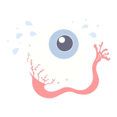 düz renk tarzı çizgi film göz küresi ağlıyor