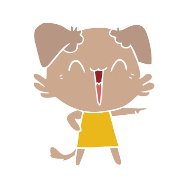 mutlu köpek düz renk tarzı çizgi roman