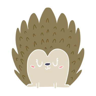 sevimli düz renk tarzı çizgi film kirpi