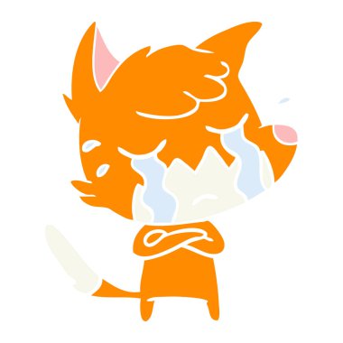 Fox düz renk stil çizgi film ağlıyor