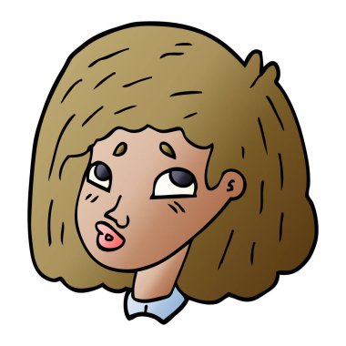 çizgi film yüz bir kız doodle