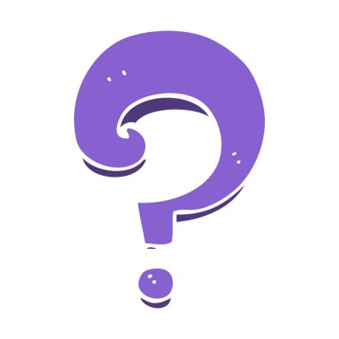 düz renk tarzı çizgi film soru işareti