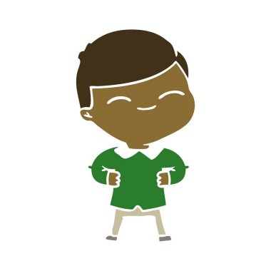 düz renk stil karikatür gülümseyen erkek