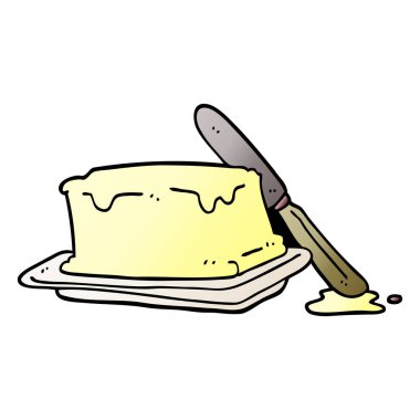 çizgi film doodle tereyağı ve bıçak