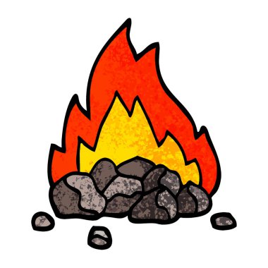 grunge dokulu illüstrasyon karikatür kömürlerin yanma