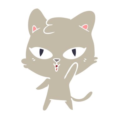 düz renk stil karikatür kedi