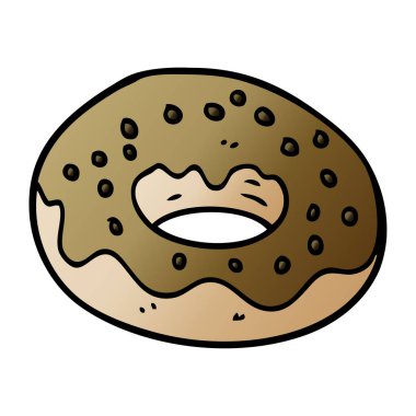 çizgi film doodle çikolatalı çörek