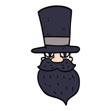 çizgi film doodle silindir şapkalı adamla sakallı