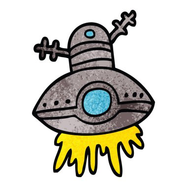 çizgi film doodle uzay gemisi