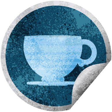 Kahve Kupası grafik vektör çizim dairesel etiket