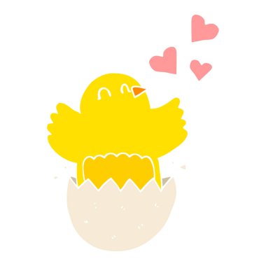 şirin kuluçka piliç düz renk stil çizgi film