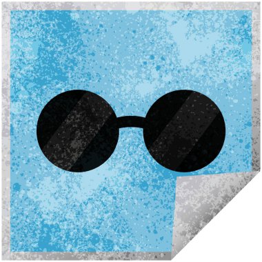 güneş gözlüğü grafik vektör çizim kare etiketi