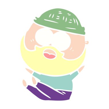 düz renk stil çizgi film adam sakallı