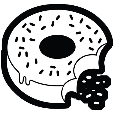 buzlu donut grafik vektör çizim simgesini ısırıldı