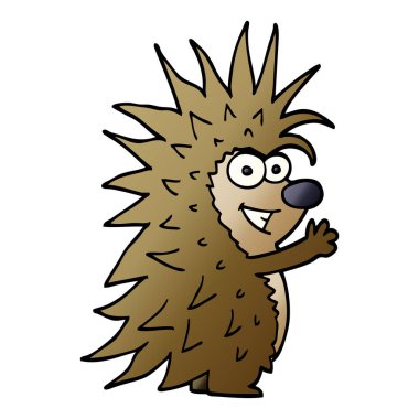 çizgi film doodle dikenli kirpi