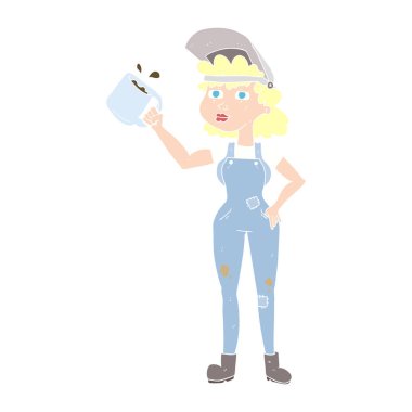 düz renk illüstrasyon kaba pamuklu Tulum içinde kadın