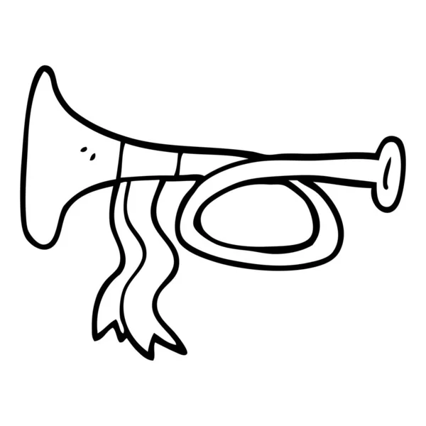 Line Drawing Cartoon Metal Trumpet — Stock Vector