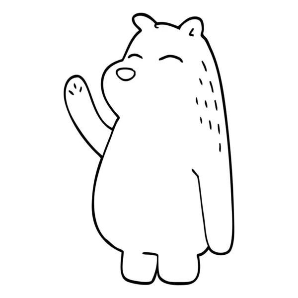 手を振って線画漫画クマ — ストックベクタ
