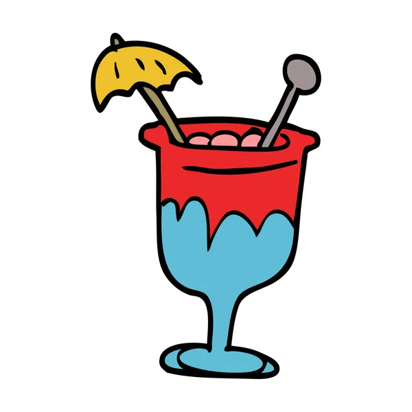 Karikatur Doodle Tropischer Cocktail — Stockvektor
