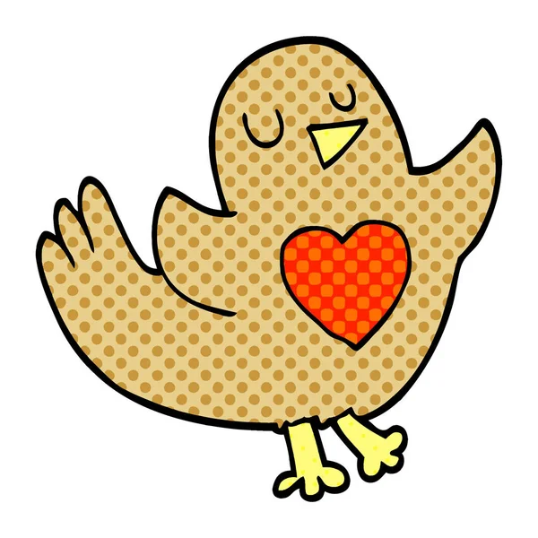 动画片涂鸦鸟与爱的心 — 图库矢量图片