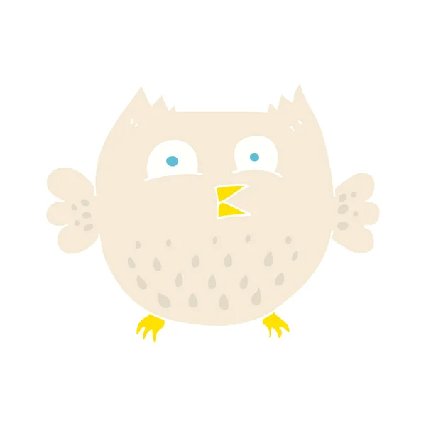 Flat Color Illustration Happy Owl — Stock Vector
