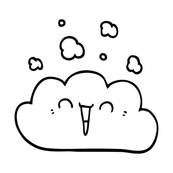 Line Drawing Cartoon Smoke Cloud — Stock Vector