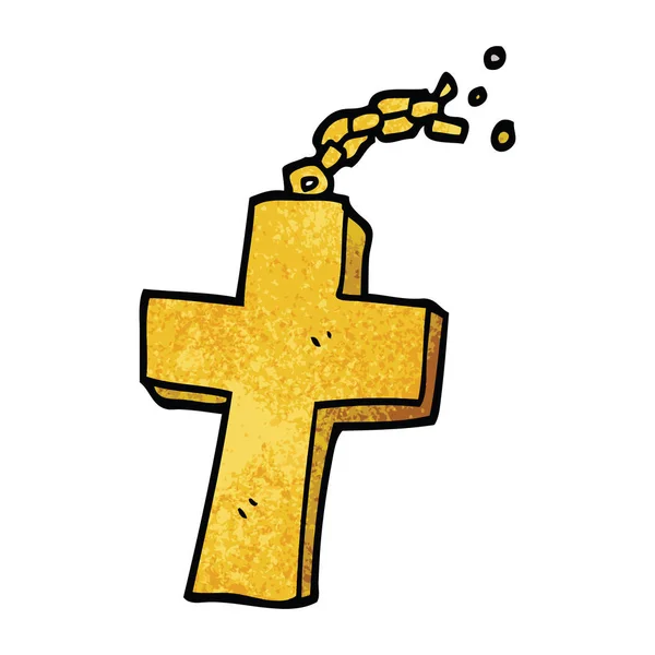 Crucifixo Doodle Desenhos Animados Cadeia — Vetor de Stock