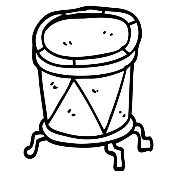 Linienzeichnung Cartoon Drum Stand — Stockvektor