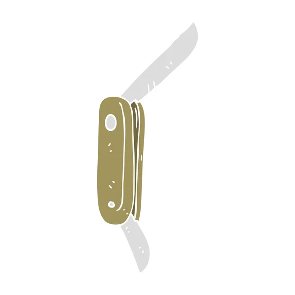 Flat Color Illustration Folding Knife — Stock Vector