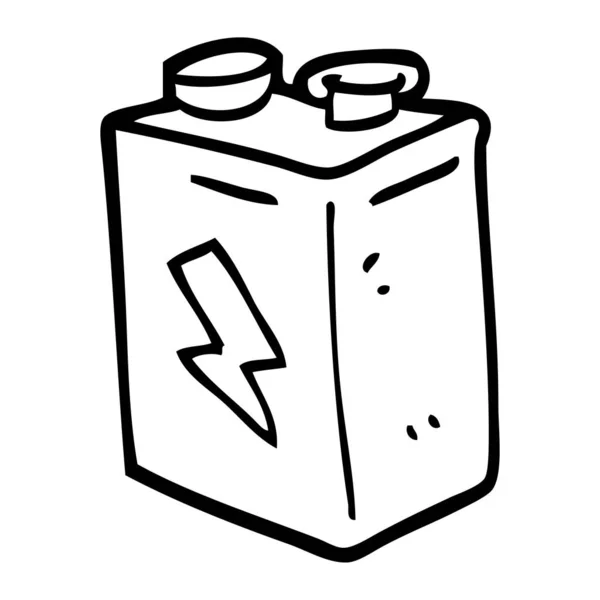 Línea Dibujo Dibujos Animados Batería — Vector de stock