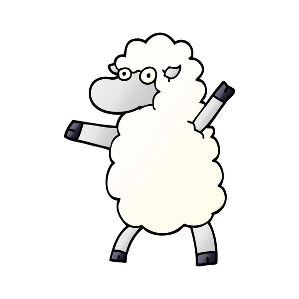 Cartoon Doodle Schafe Stehen Aufrecht — Stockvektor