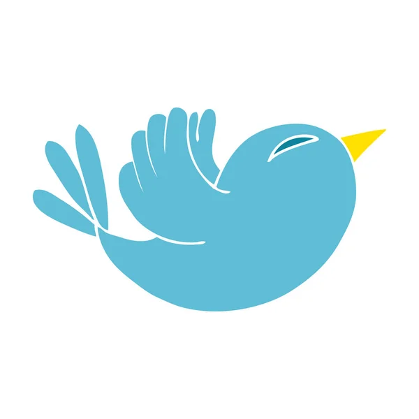 Modrého Ptáka Kreslený Doodle Bílém — Stockový vektor