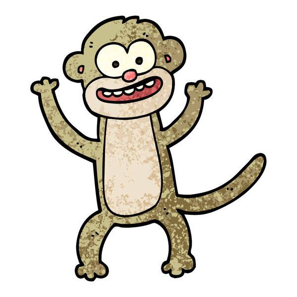 Grunge textured illustration cartoon monkey
