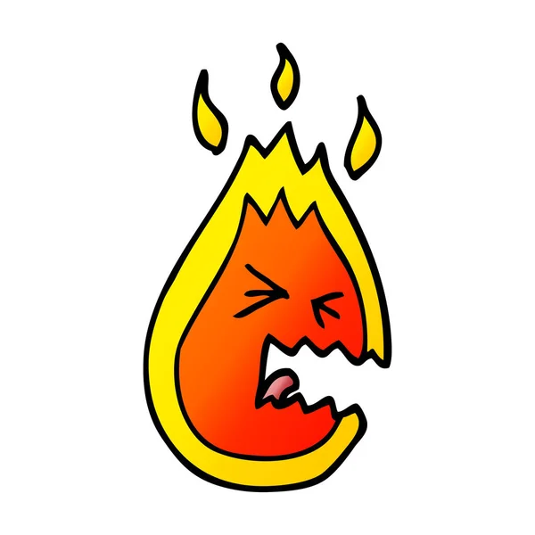 Cartoon Doodle Hot Angry Flame — Stock Vector