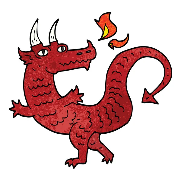 Dessin Animé Doodle Dragon Sur Fond Blanc — Image vectorielle