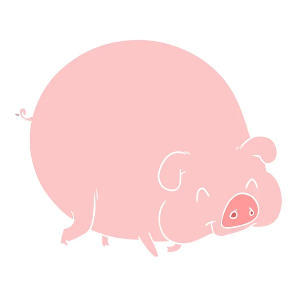 Flat Color Style Cartoon Pig — Stock Vector