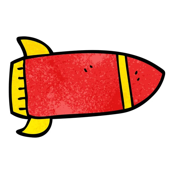 Çizgi Film Doodle Kırmızı Roket — Stok Vektör