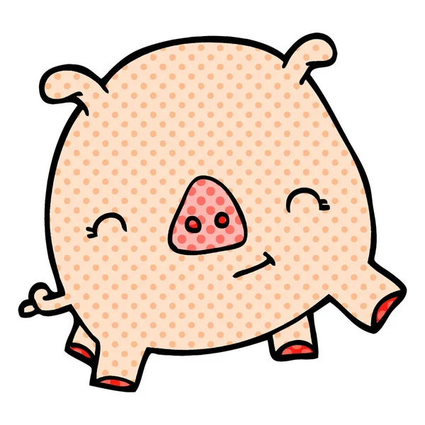 Cartoon Doodle Happy Pig — Stock Vector